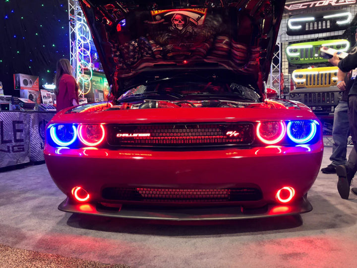 Oracle Dodge Challenger 08-14 LED Waterproof Fog Halo Kit - Red