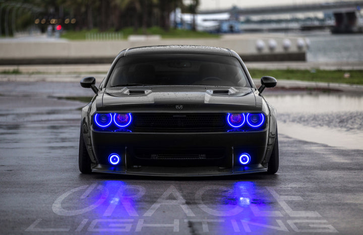 Oracle 15-21 Dodge Challenger Waterproof LED Fog Light Halo Kit - ColorSHIFT