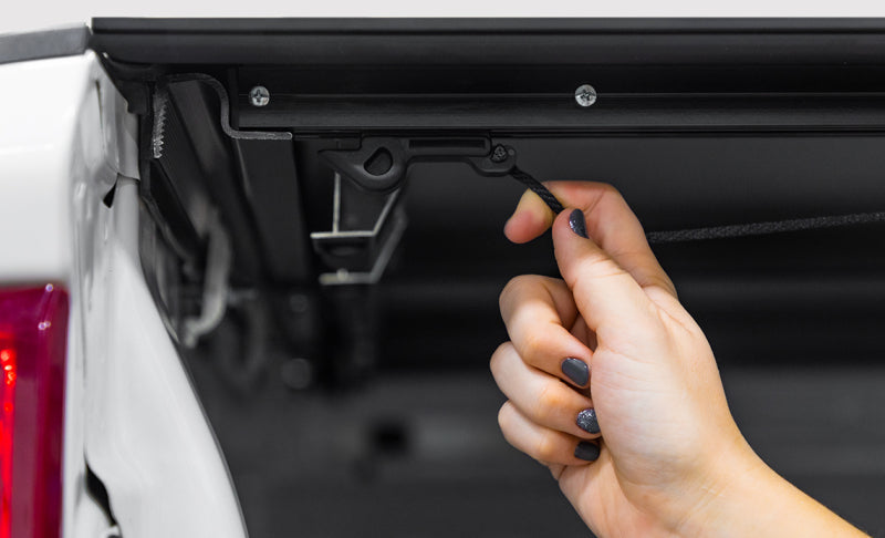 Access LOMAX 2022+ Rivian R1T 4ft 6in Bed (w/ OEM Tonneau Track) Folding Hard Cover - Carbon Fiber