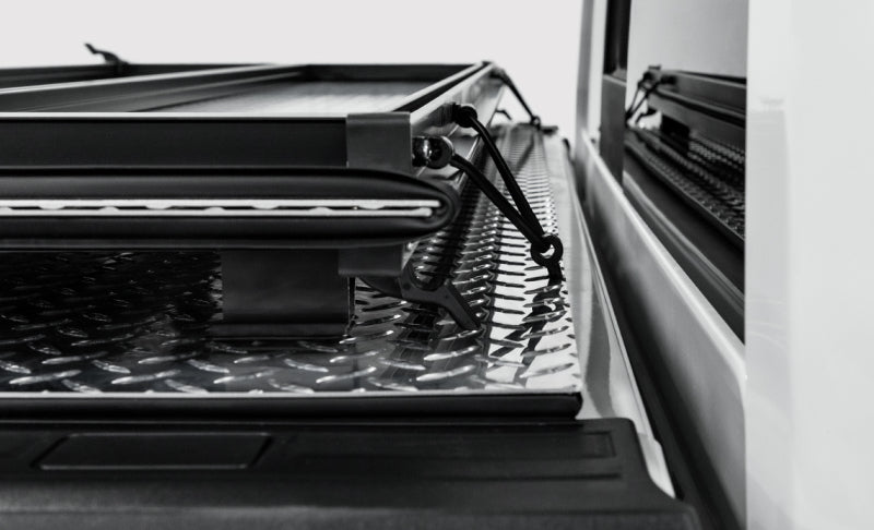 Access LOMAX 2022+ Rivian R1T 4ft 6in Bed (w/ OEM Tonneau Track) Folding Hard Cover - Black Diamond